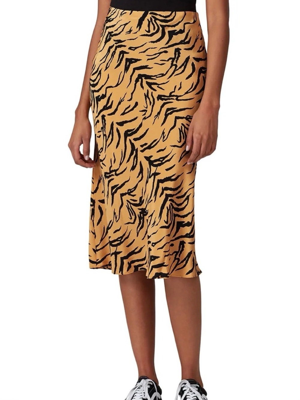 Madewell NWT Silk Midi Slip Skirt Tiger Stripe Animal Print Sz 12